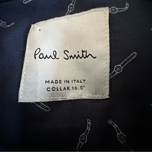 Paul Smith Soho Navy Safety Pin Print Long Sleeve Button Down Shirt 16.5/41 - Picture 8 of 14